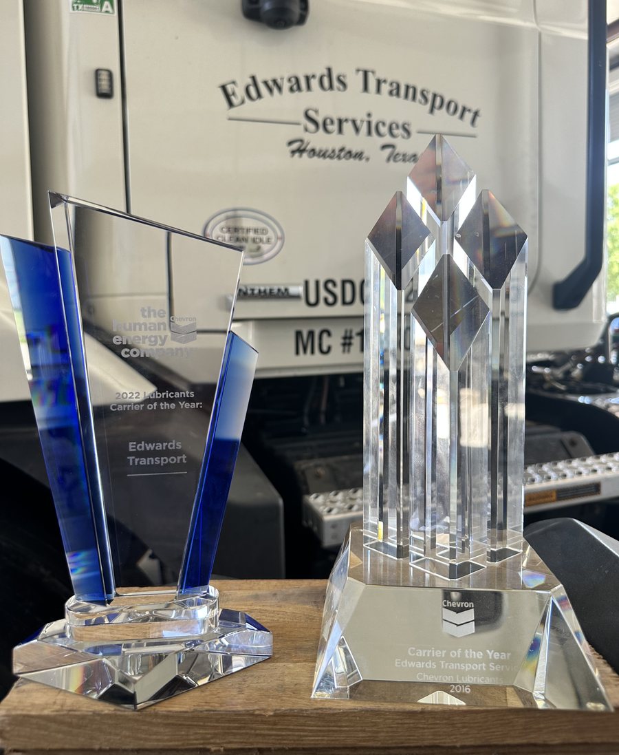 Chevron Carrier of the Year awards, 2016 and 2022, presented to Edwards Transport Services