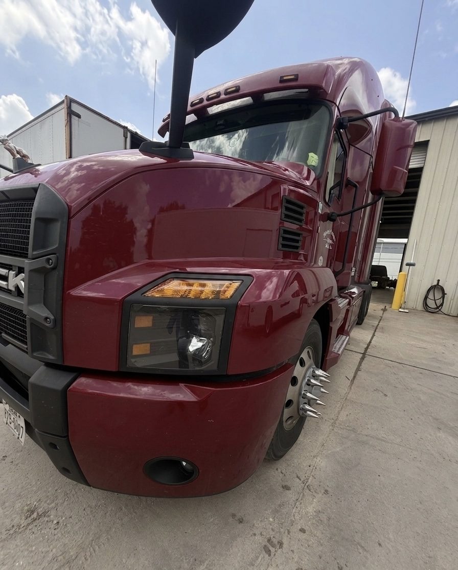 Maroon Mack tractor, Edwards Transport Services Houston